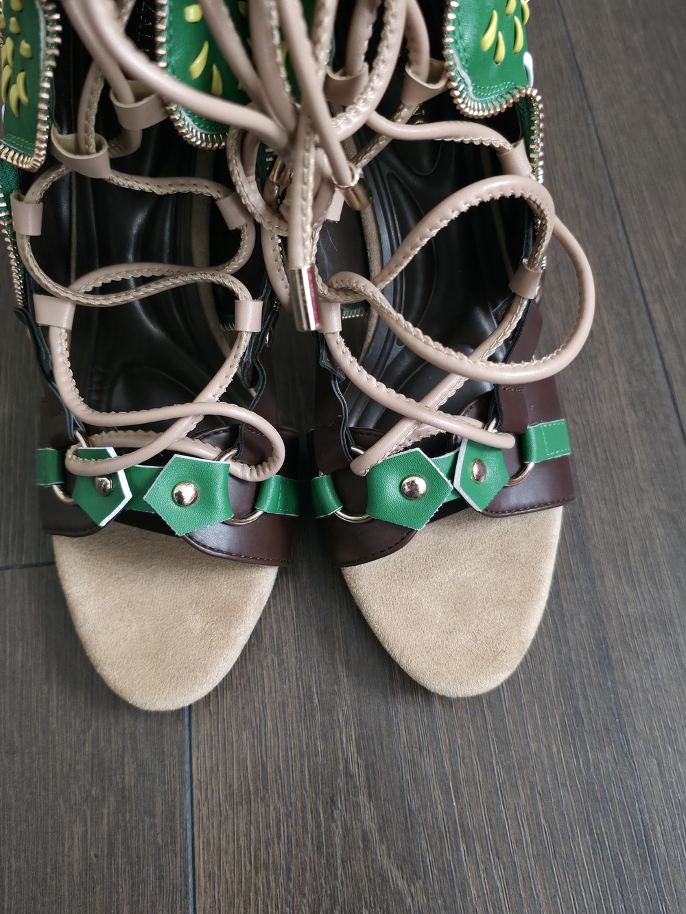 Azalea Wang Akira Shainia Green Multi Stiletto Sandal - Picture 3 of 7
